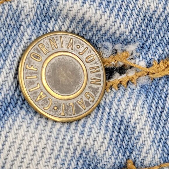 John Galt Denim Shorts M White Wash High Rise Bootie Cut Off Frayed Raw Hem - Picture 4 of 4